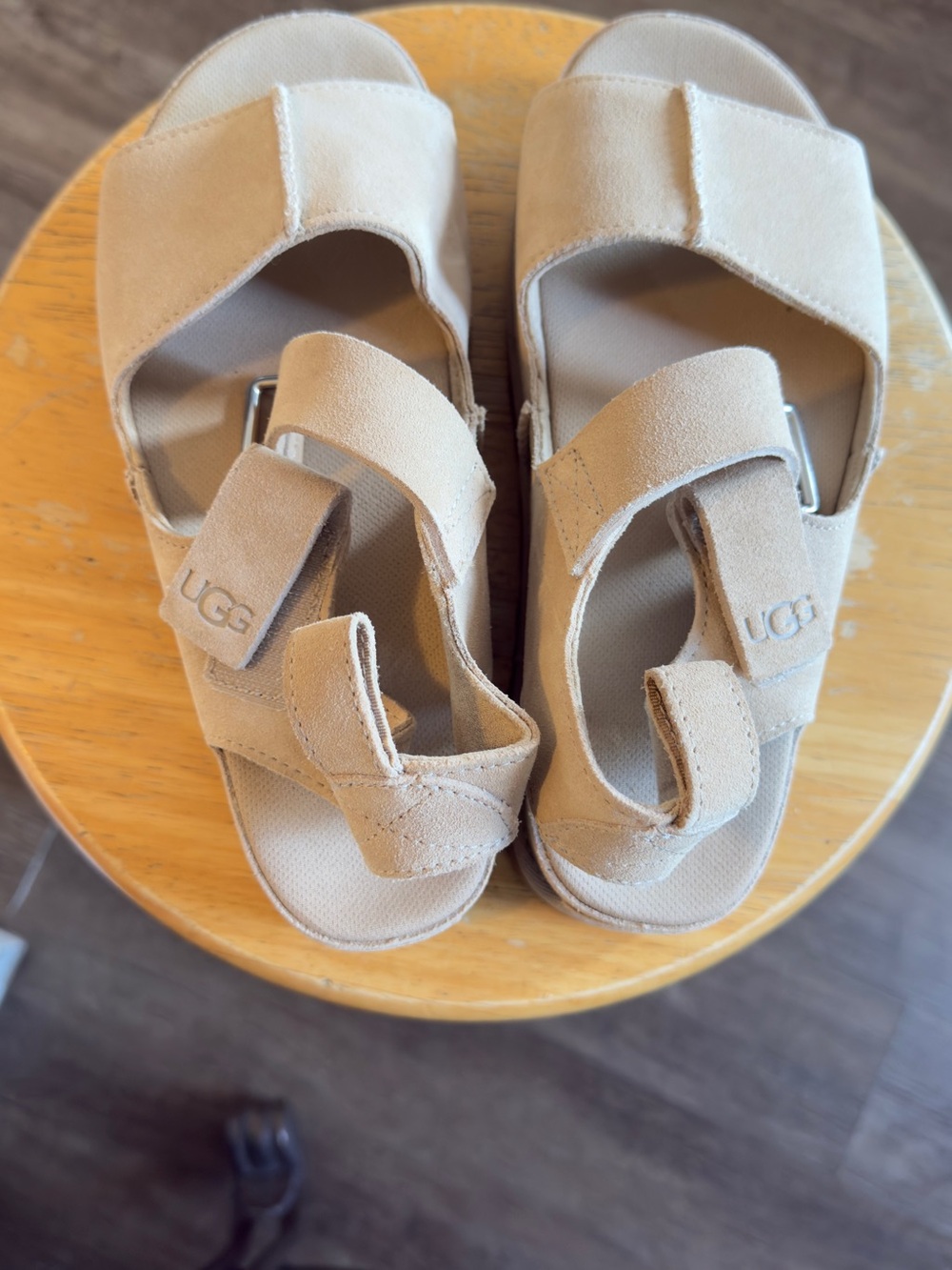 UGG Tan Suede Hook-and-Loop Sandals
